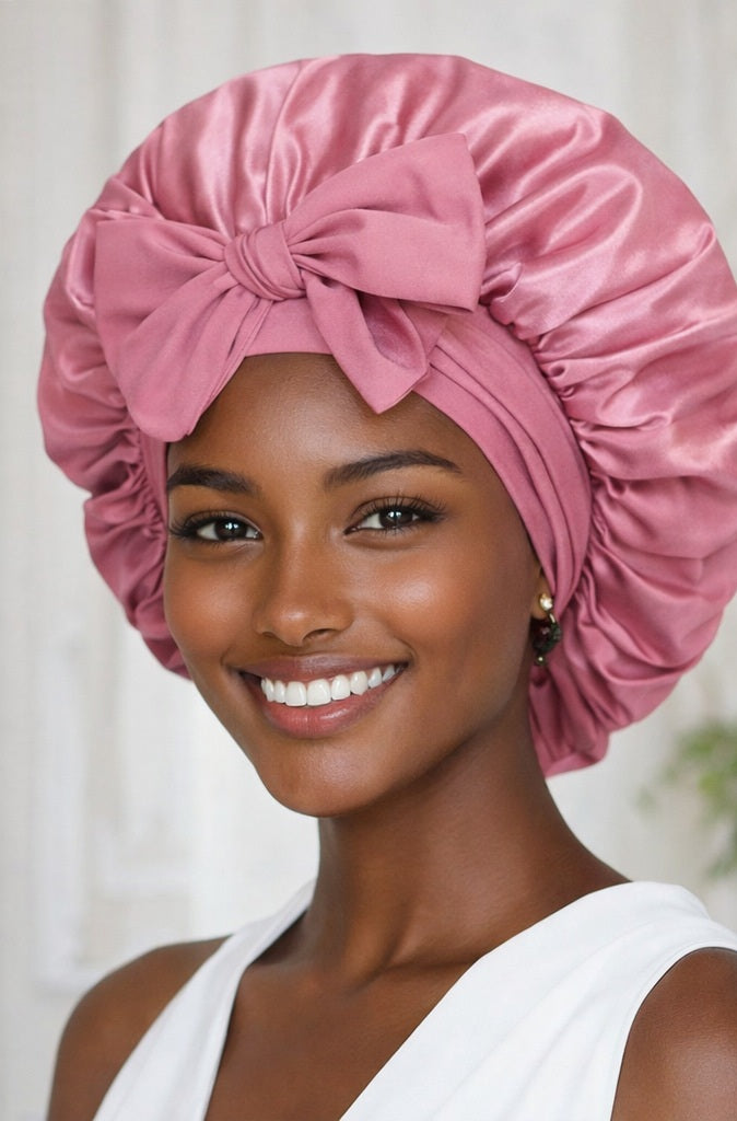 Women’s Satin Sleep Bonnet With Adjustable Tie Band