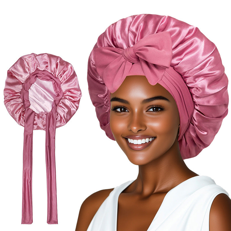 Women’s Satin Sleep Bonnet With Adjustable Tie Band