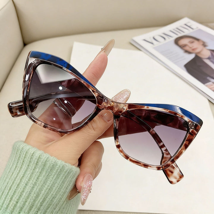 Retro Cat Eye Blue floral frame Glasses – Trendy UV Protection Frames for Women