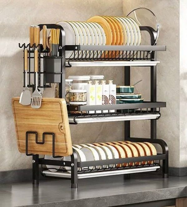 3-Tier Kitchen Dish Drying Rack & Drainer - AR trading hub