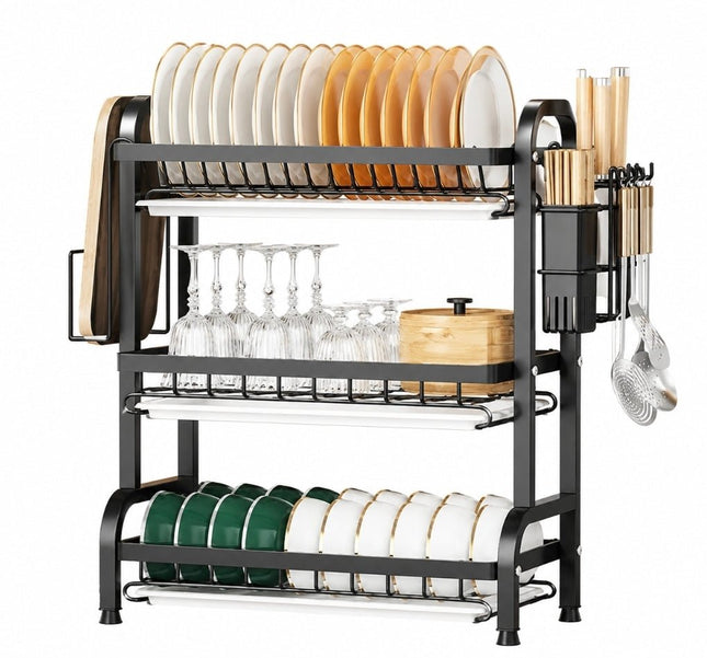3-Tier Kitchen Dish Drying Rack & Drainer - AR trading hub