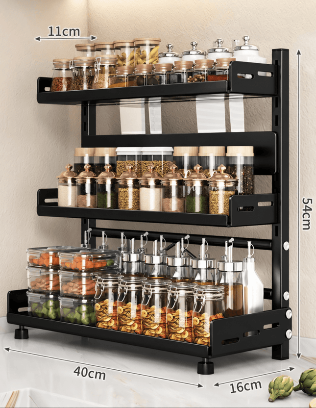 3-Tier Kitchen Spice Rack Organiser – Freestanding Countertop Storage Shelf for Jars, Seasonings & Condiments - AR trading hub