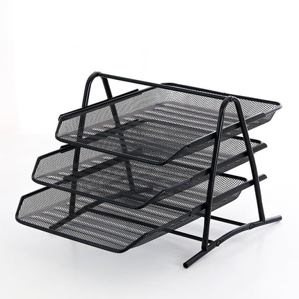 3-Tier Mesh Desk Document Tray – Black Metal A4 Paper & File Organiser - AR trading hub