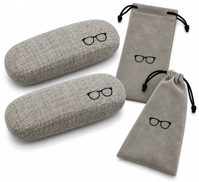 4-Piece Glasses Case & Pouch Set – 2 Hard Cases + 2 Soft Pouches - AR trading hub