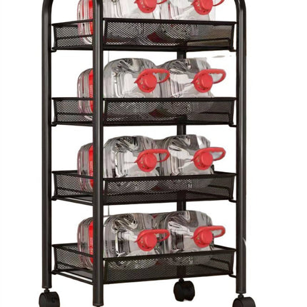 4-Tier Rolling Kitchen Storage Trolley – Metal Utility Cart with Wheels - AR trading hub
