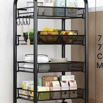 4-Tier Rolling Kitchen Storage Trolley – Metal Utility Cart with Wheels - AR trading hub