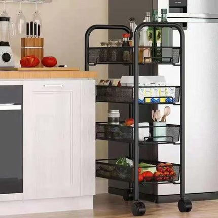 4-Tier Rolling Kitchen Storage Trolley – Metal Utility Cart with Wheels - AR trading hub