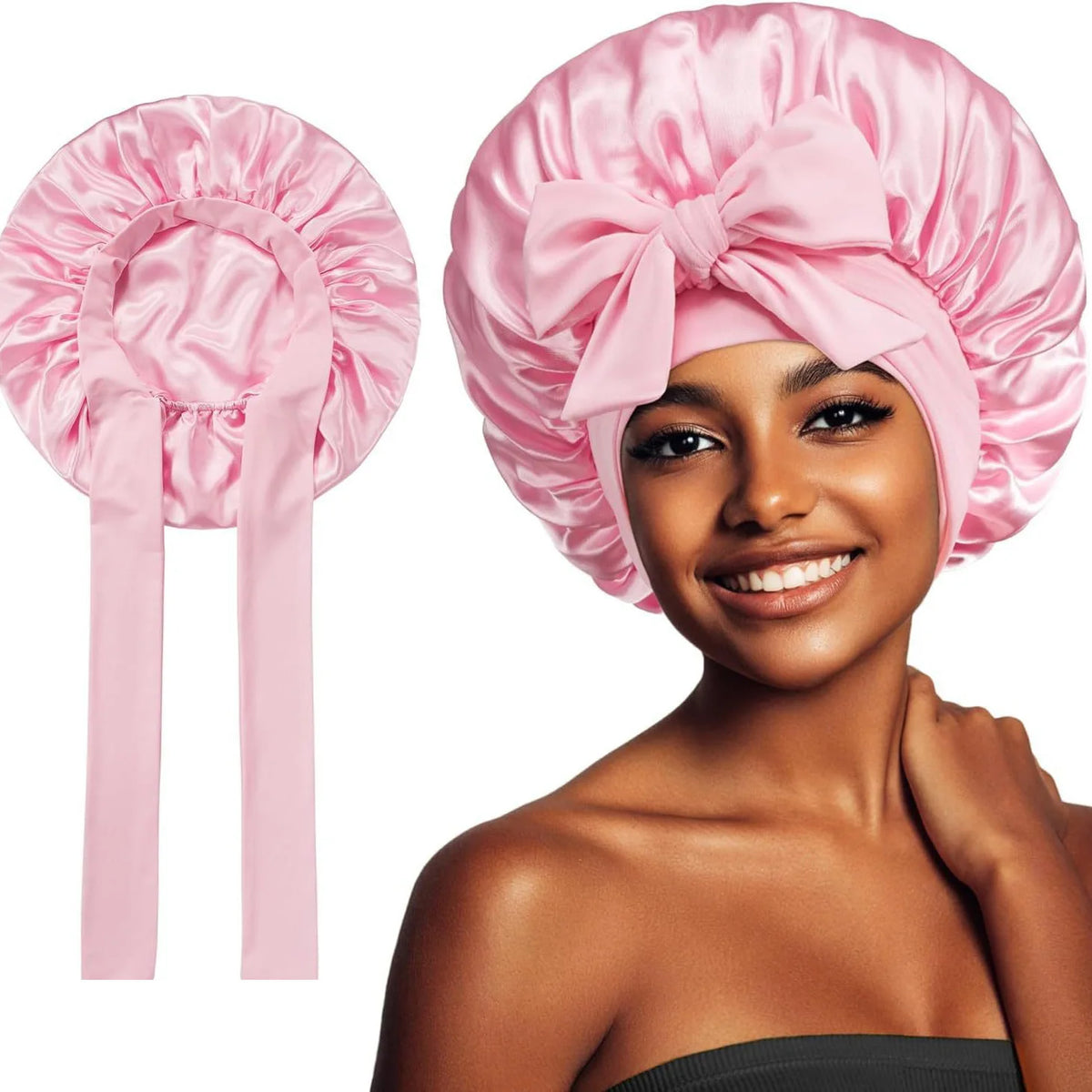 Women’s Satin Sleep Bonnet With Adjustable Tie Band