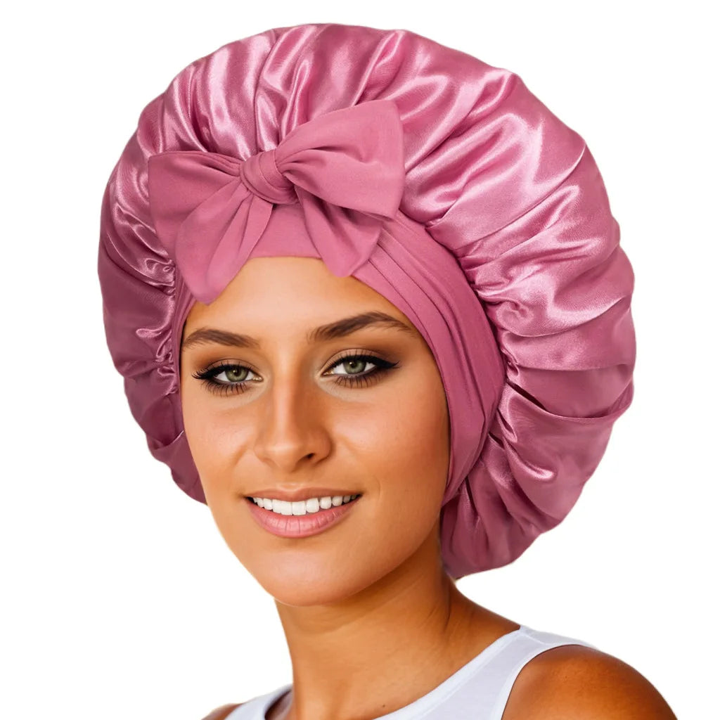 Women’s Satin Sleep Bonnet With Adjustable Tie Band
