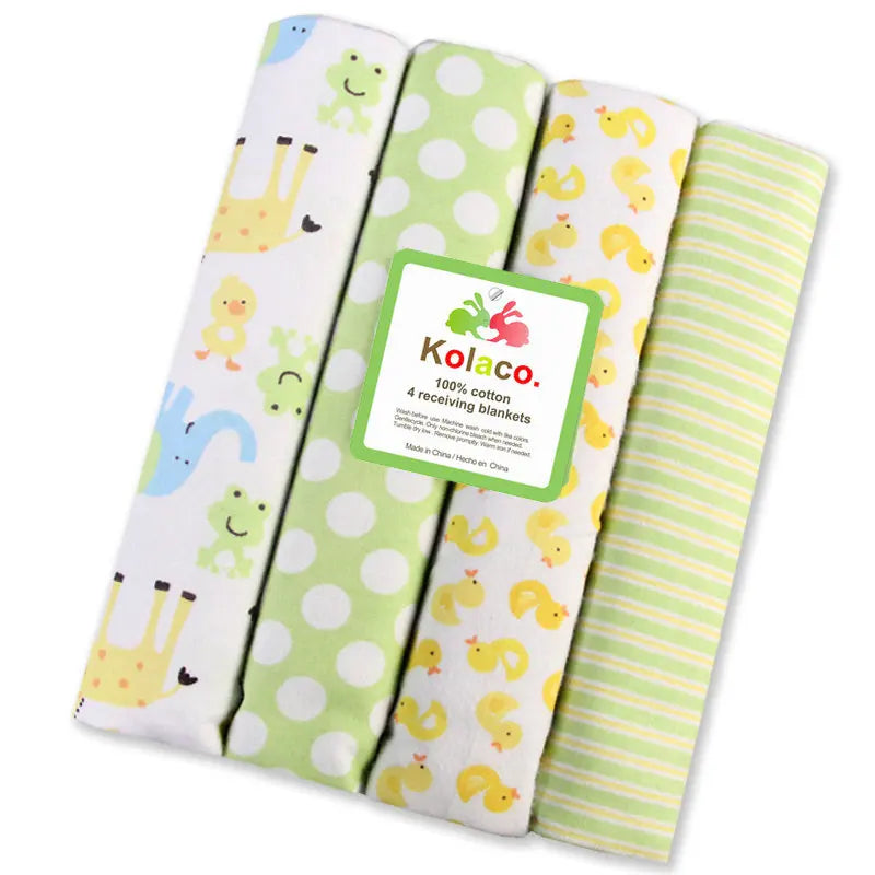 Soft Flannel Baby Receiving Blankets Set – 4 Pack
