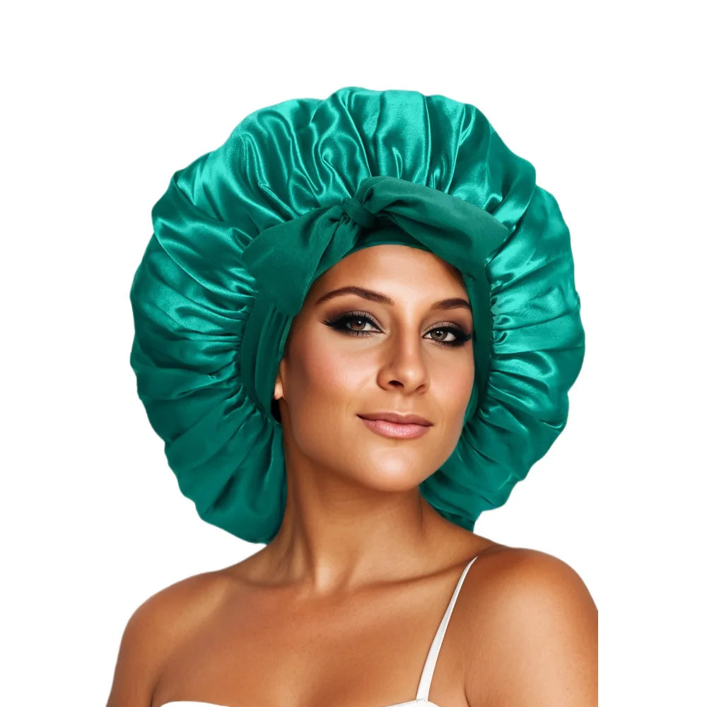 Women’s Satin Sleep Bonnet With Adjustable Tie Band