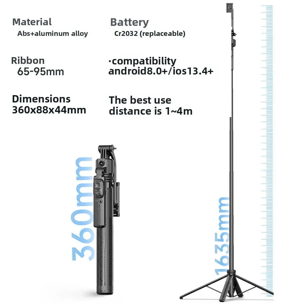 AI Face Tracking Selfie Stick Tripod With Fill Light 1.6m - AR trading hub