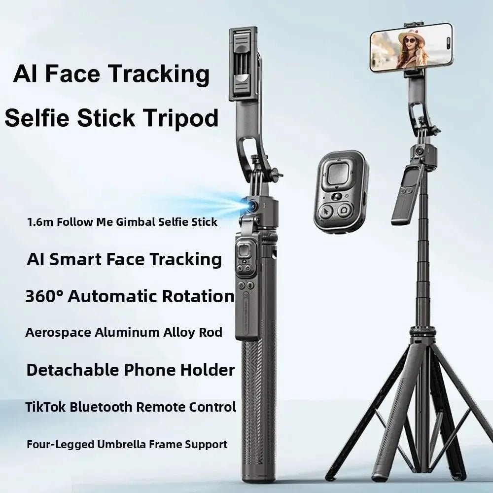 AI Face Tracking Selfie Stick Tripod With Fill Light 1.6m - AR trading hub