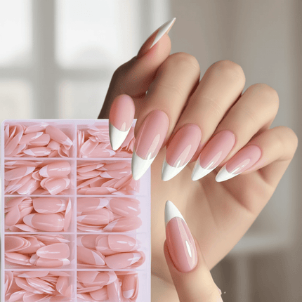 Almond French Tip Press-On Nails – 120 Pcs, Salon-Quality at Home - AR trading hub