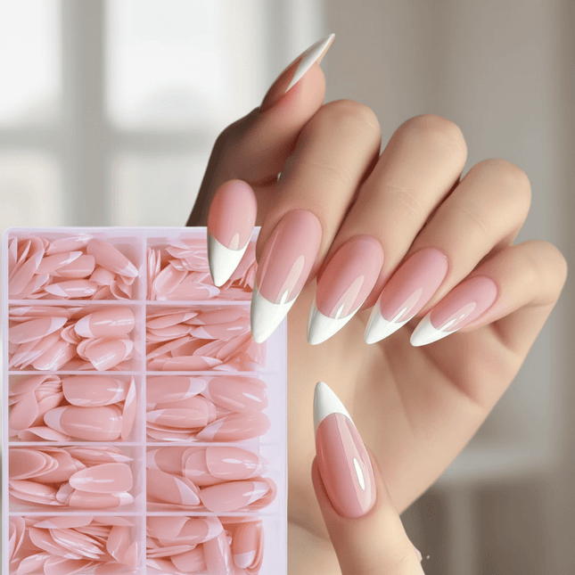 Almond French Tip Press-On Nails – 120 Pcs, Salon-Quality at Home - AR trading hub
