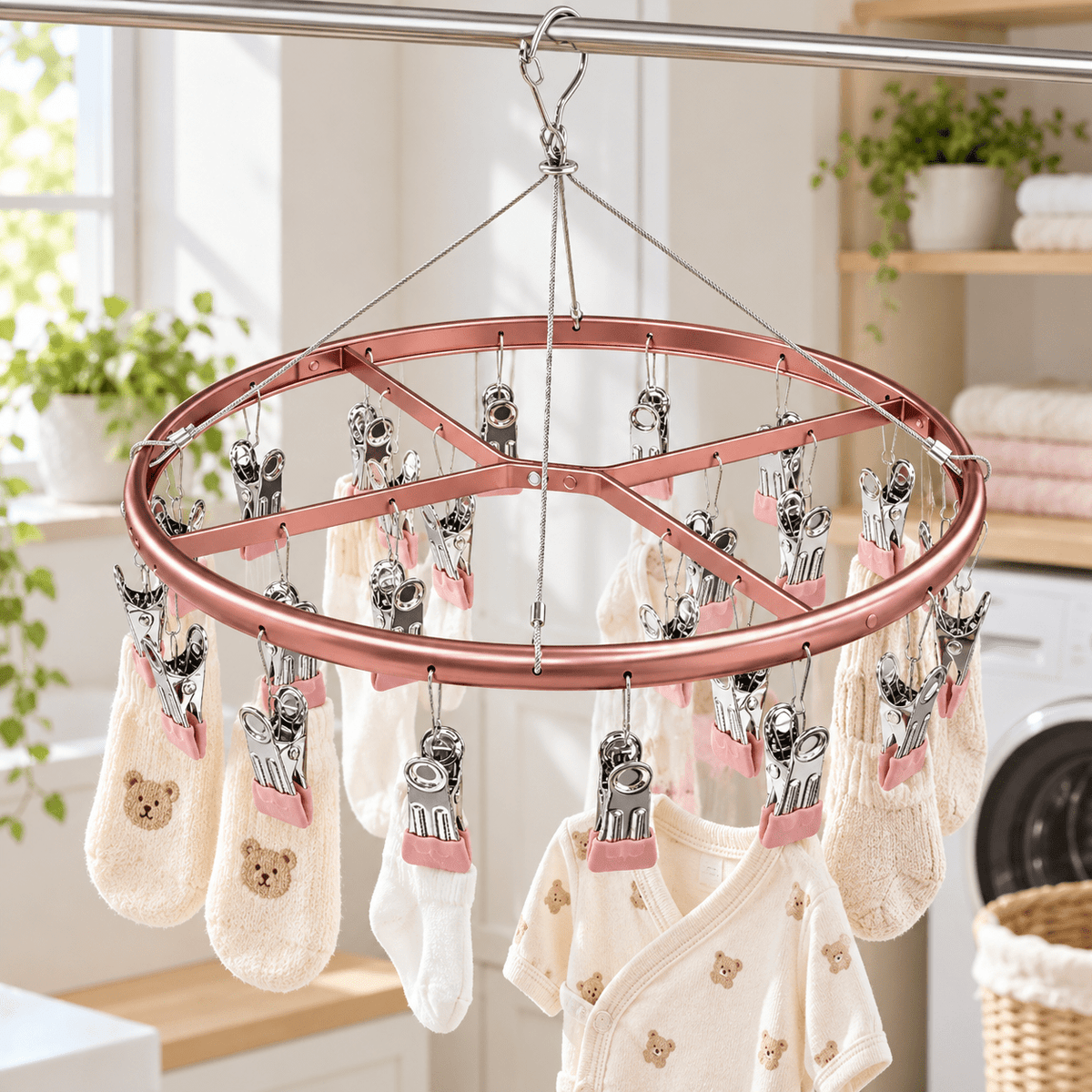 Aluminium Alloy Socks Drying Rack With 24 Clips - AR trading hub