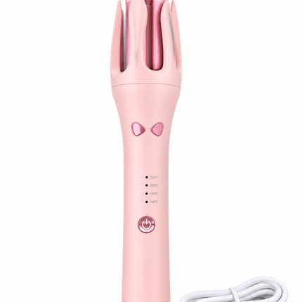 Automatic Hair Curler – Adjustable Temperature Rotating Curling Iron with Hair Clips & Comb – Pink - AR trading hub