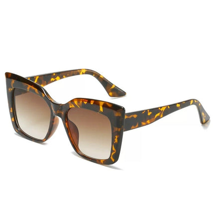 Cat-Eye Trendy Large Frame Sunglasses - Gradient Leopard print frame - AR trading hub