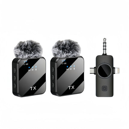 F16 3-in-1 Dual Wireless Lavalier Microphone – 2-Person Clip-On Mic with Noise Reduction & Windshields - AR trading hub