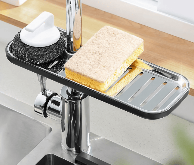 Faucet-Mounted Sink Caddy – Rotating Kitchen Sponge, Soap & Cleaning Accessories Holder with Drainage - AR trading hub