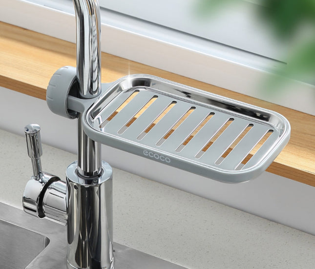 Faucet-Mounted Sink Storage Tray – Adjustable Kitchen & Bathroom Tap Organiser with Drainage - AR trading hub