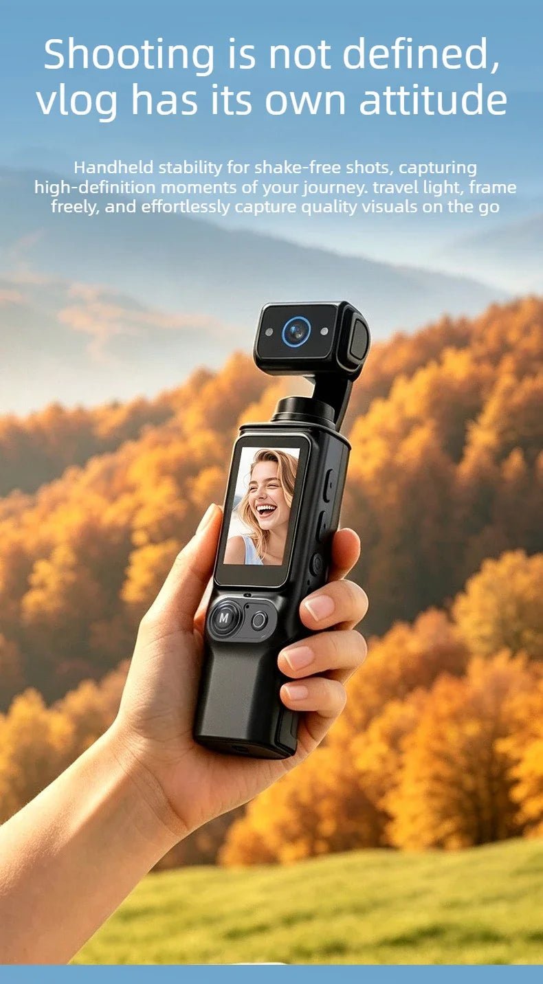 Handheld Rotating Action Camera – Gyro Anti‑Shake Vlog - AR trading hub