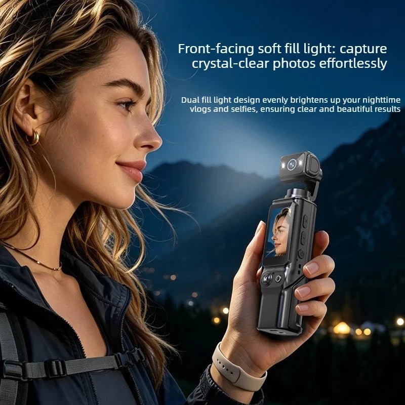Handheld Rotating Action Camera – Gyro Anti‑Shake Vlog - AR trading hub