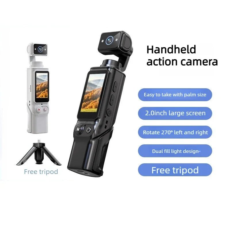 Handheld Rotating Action Camera – Gyro Anti‑Shake Vlog - AR trading hub