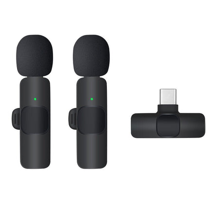 K1 Dual Wireless Lavalier Microphone Set – USB-C & Apple Compatible | 2 Clip-On Mics with Windshields - AR trading hub