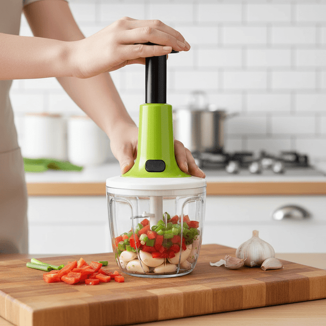 Manual Push Food Chopper – Multi-Blade Vegetable, Onion & Garlic Cutter - AR trading hub