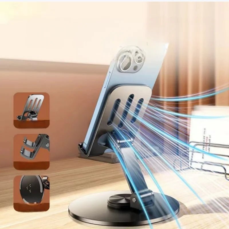 Metal Phone & Tablet Desk Stand – Foldable 360° Holder - AR trading hub