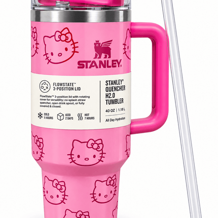 Pink Character 40oz Insulated Tumbler with Handle, Lid & Reusable Straw – Large Travel Cup - AR trading hub
