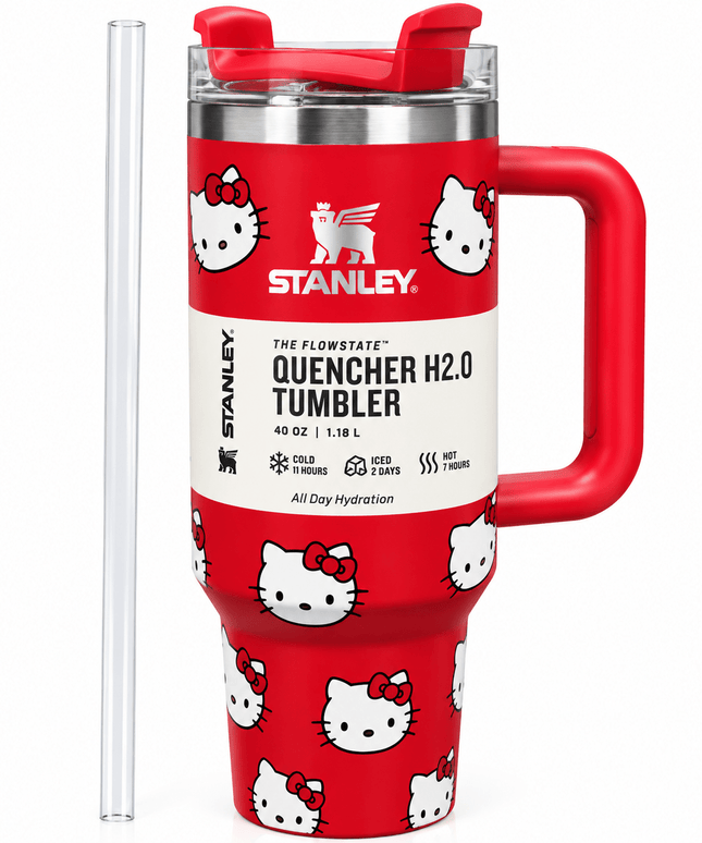 Pink Character 40oz Insulated Tumbler with Handle, Lid & Reusable Straw – Large Travel Cup - AR trading hub