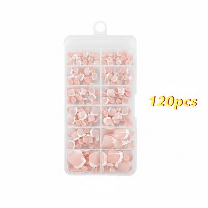Pink French Tip Press-On Toe Nails – 120 Pcs, Salon Pedicure at Home - AR trading hub