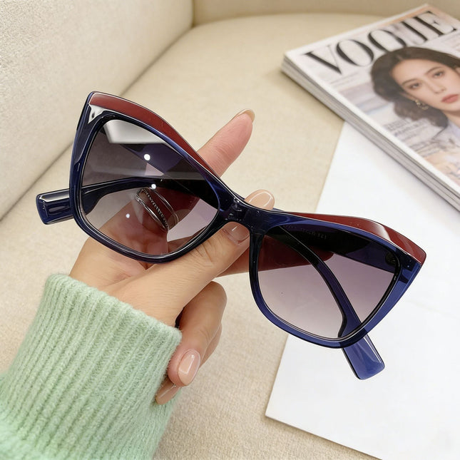 Retro Cat Eye with red and blue frame Glasses – Trendy UV Protection Frames for Women - AR trading hub