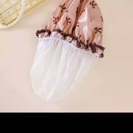 Satin Shower Caps for Women – 2 Pack Brown & Beige, Fits Long Curly & Thick Hair - AR trading hub