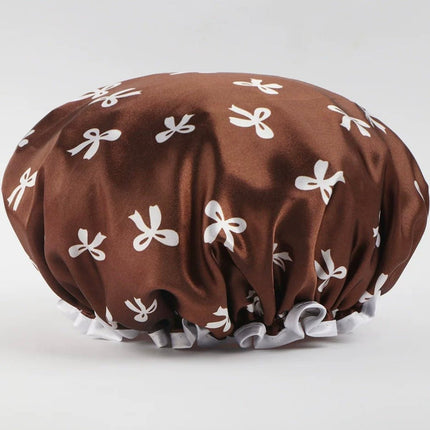 Satin Shower Caps for Women – 2 Pack Brown & Beige, Fits Long Curly & Thick Hair - AR trading hub