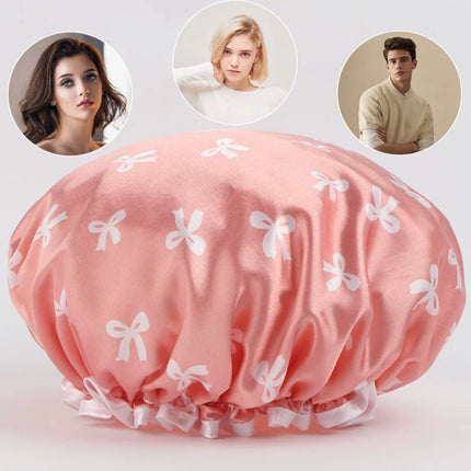 Satin Shower Caps for Women – 2 Pack Pink & Black, Fits Long Curly & Thick Hair - AR trading hub