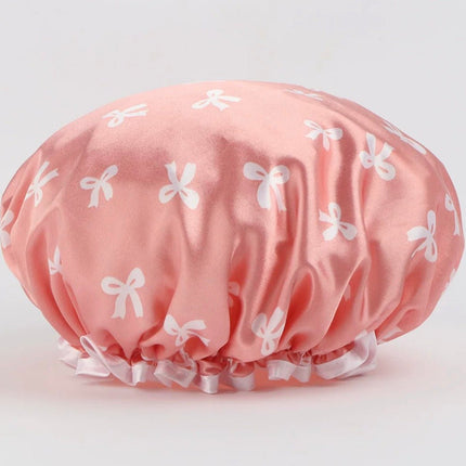 Satin Shower Caps for Women – 2 Pack Pink & Black, Fits Long Curly & Thick Hair - AR trading hub