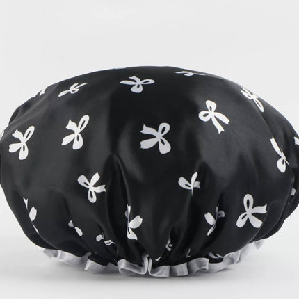 Satin Shower Caps for Women – 2 Pack Pink & Black, Fits Long Curly & Thick Hair - AR trading hub