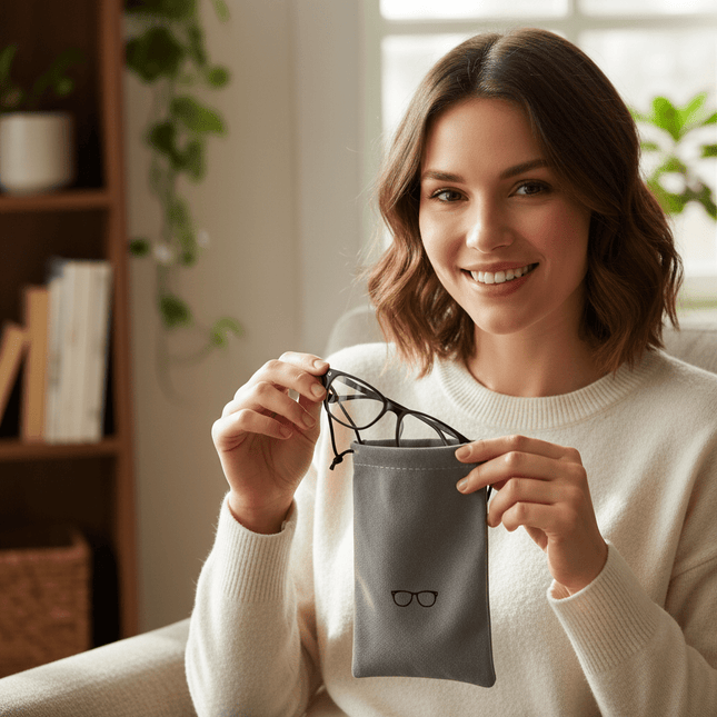 Soft Grey Microfibre Eyeglasses Pouch with Drawstring – 2 Pack - AR trading hub