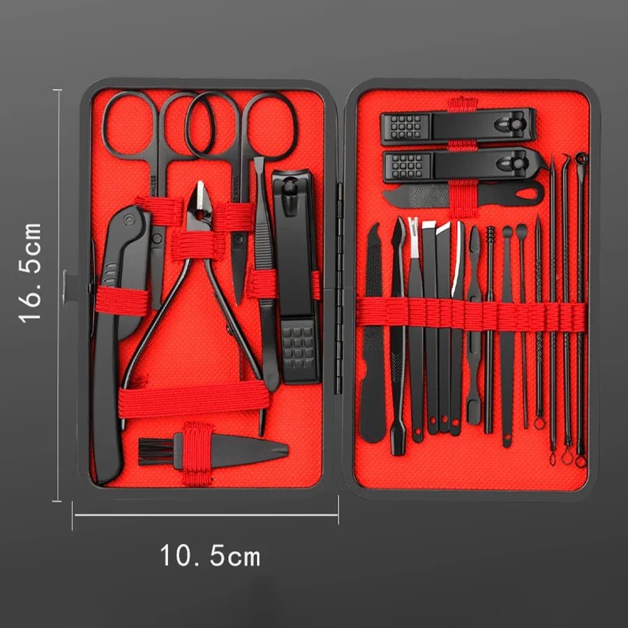 Stainless Steel Manicure Pedicure Set in Leather Case - AR trading hub