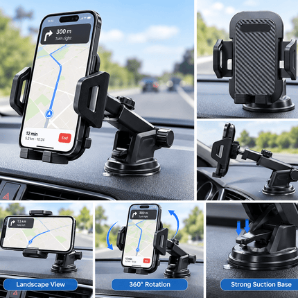 Universal Adjustable Car Phone Holder – 360° Dashboard & Windscreen Mount - AR trading hub